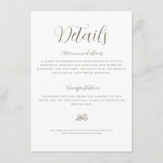 Eenvoudig Elegant Minimalistisch Script Trouwdetai Informatiekaartje (Voorkant)