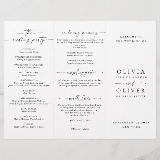 Eenvoudig Elegant Minimalistisch Wedding Ceremony  (Voorkant)