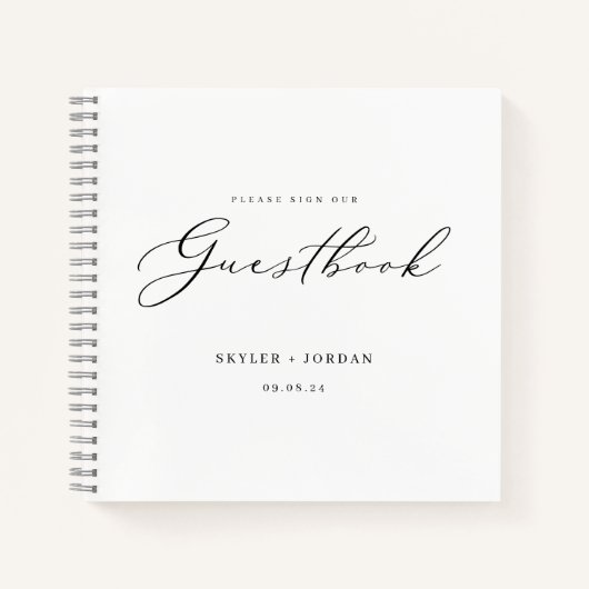 Eenvoudig Elegant Minimalistisch White Wedding Gue Notitieboek (Voorkant)