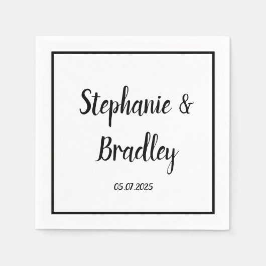 Eenvoudig Elegant Minimalistisch Zwart Manuscript  Servet (Voorkant)
