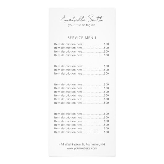 Eenvoudig elegant minimalistisch zwart-wit modern reclamekaart (Voorkant)