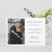 Eenvoudig elegant minimalistische fotobruiloft save the date (Staand voorkant)
