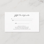 Eenvoudig Elegant Minimumscriptcertificaat Visitekaartje (Achterkant)