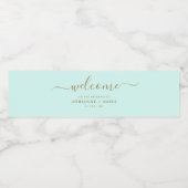 Eenvoudig Elegant Mint Green en Gold Wedding Water Waterfles Etiket (Enkel label)
