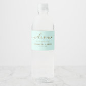 Eenvoudig Elegant Mint Green en Gold Wedding Water Waterfles Etiket (Voorkant)