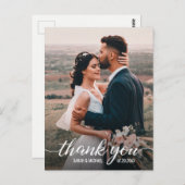 Eenvoudig Elegant Mod Script Photo Weddenschap Bed Briefkaart (Voorkant / Achterkant)