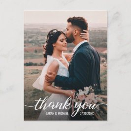 Eenvoudig Elegant Mod Script Photo Weddenschap Bed Briefkaart