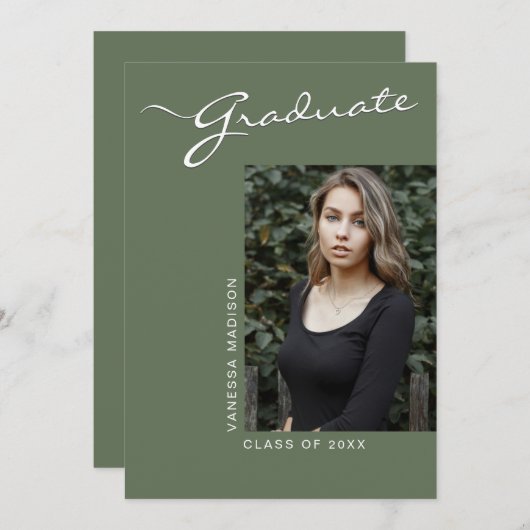 Eenvoudig elegant modern | 1 Foto-Afstudeerder Aankondiging (Voorkant / Achterkant)