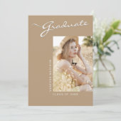 Eenvoudig elegant modern | 1 Foto Khaki-Afstudeerd Aankondiging (Staand voorkant)