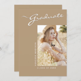 Eenvoudig elegant modern | 1 Foto Khaki-Afstudeerd Aankondiging