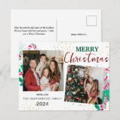 Eenvoudig Elegant modern 3 foto Christmas Family Feestdagenkaart (Voorkant / Achterkant)