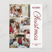 Eenvoudig Elegant modern 5 foto Kerstgezin Feestdagenkaart (Voorkant)