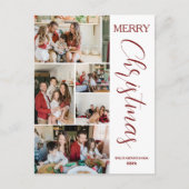 Eenvoudig Elegant modern 5 foto Kerstgezin Feestdagenkaart (Voorkant)