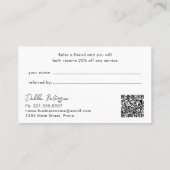 Eenvoudig elegant modern aanbevelingskaartje (Achterkant)