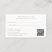 Eenvoudig elegant modern aanbevelingskaartje (Achterkant)