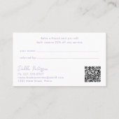 Eenvoudig elegant modern aanbevelingskaartje (Achterkant)