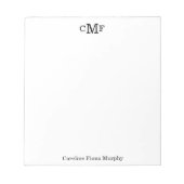 Eenvoudig Elegant Modern Basic 3 Monogram Initiaal Notitieblok (Voorkant)