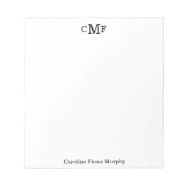 Eenvoudig Elegant Modern Basic 3 Monogram Initiaal Notitieblok