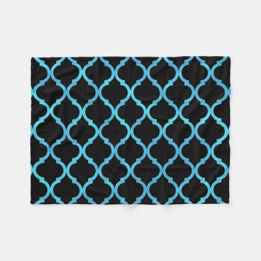 Eenvoudig elegant modern blauw Marokkaans patroon  Fleece Deken (Voorkant (Horizontaal))