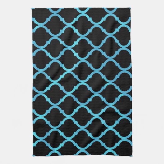 Eenvoudig elegant modern blauw Marokkaans patroon  Theedoek (Verticaal)