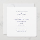Eenvoudig Elegant Modern Blue Script Photo Weddens Save The Date (Achterkant)
