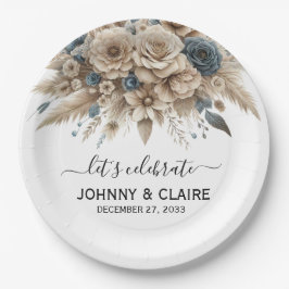 Eenvoudig Elegant Modern Boho Pampasgras Klassiek Papieren Bordje