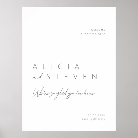 Eenvoudig elegant modern bruiloft welkomstbord poster (Voorkant)