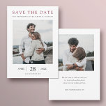 Eenvoudig Elegant Modern Burgundy Foto Weddenschap Save The Date<br><div class="desc">Deze eenvoudige, elegante fotobruiloft bewaart de datum platte kaart sjabloon met uw namen en gegevens in het zwart. Het ziet er geweldig uit met scherpe of afgeronde hoeken, probeer beide looks in bewerkingsmodus om te zien welke je grijpt! De standaard tekstkleur aan beide zijden is zwart, behalve de SAVE THE...</div>
