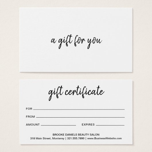 Eenvoudig Elegant modern Business Cadeaubon Visitekaartje (Voorkant /achterkant)