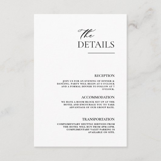 Eenvoudig Elegant Modern Chique Minimalistisch Informatiekaartje (Voorkant)