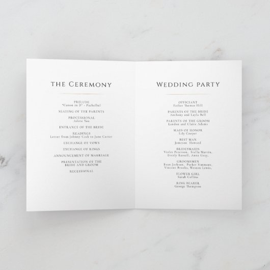 Eenvoudig elegant modern Classy Wedding Programma (Binnen)