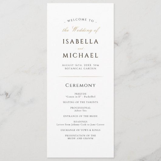 Eenvoudig elegant modern Classy Wedding Programmakaart (Voorkant)