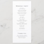 Eenvoudig elegant modern Classy Wedding Programmakaart (Achterkant)
