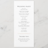 Eenvoudig elegant modern Classy Wedding Programmakaart (Achterkant)