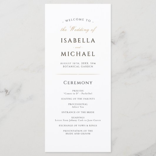 Eenvoudig elegant modern Classy Wedding Programmakaart (Voorkant)