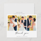 Eenvoudig Elegant Modern Driefoto Collage Wedding Bedankkaart (Voorkant / Achterkant)