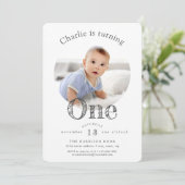 Eenvoudig Elegant modern eerste verjaardagsfeestje Kaart (Staand voorkant)