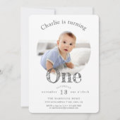 Eenvoudig Elegant modern eerste verjaardagsfeestje Kaart (Voorkant)