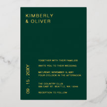 Eenvoudig Elegant Modern Emerald Green Wedding