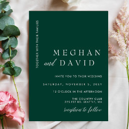 Eenvoudig Elegant Modern Emerald Green Wedding Kaart