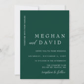 Eenvoudig Elegant Modern Emerald Green Wedding Kaart (Voorkant)