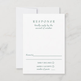 Eenvoudig Elegant Modern Emerald Green Wedding RSVP Kaartje