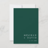 Eenvoudig Elegant Modern Emerald Green Wedding RSVP Kaartje (Achterkant)