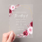 Eenvoudig Elegant Modern Floral Wedding Acryl Uitnodigingen (Insitu (Draagbaar))