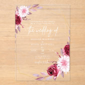 Eenvoudig Elegant Modern Floral Wedding Acryl Uitnodigingen (Voorkant)