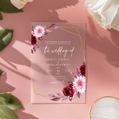 Eenvoudig Elegant Modern Floral Wedding Acryl Uitnodigingen