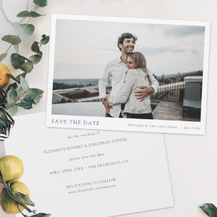 Eenvoudig elegant modern fotohuwelijk sparen de da save the date