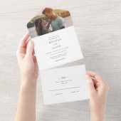 Eenvoudig elegant modern fotoweddenschap RSVP, all All In One Uitnodiging (Afscheurbaar)