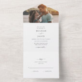 Eenvoudig elegant modern fotoweddenschap RSVP, all In One Uitnodiging (Binnen)