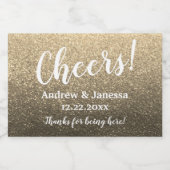 Eenvoudig elegant modern Glitter Party Cheers Wedd Sparkling Wijnetiket (Enkel label)